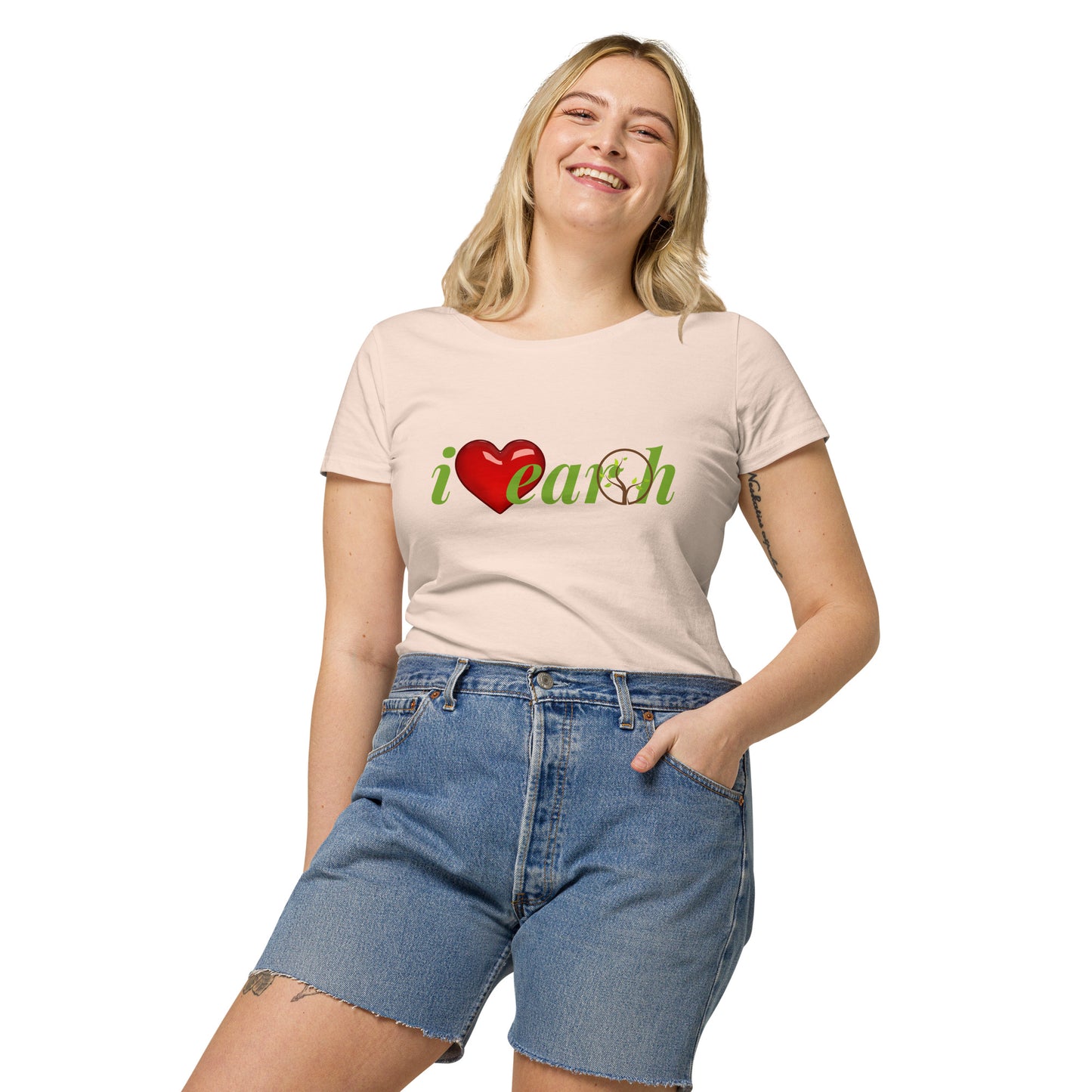 Women’s 100% organic t-shirt (i love earth)