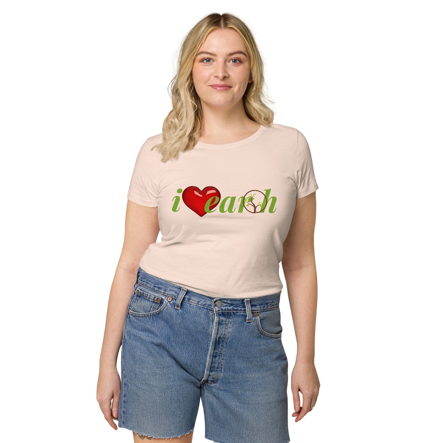 Women’s 100% organic t-shirt (i love earth)