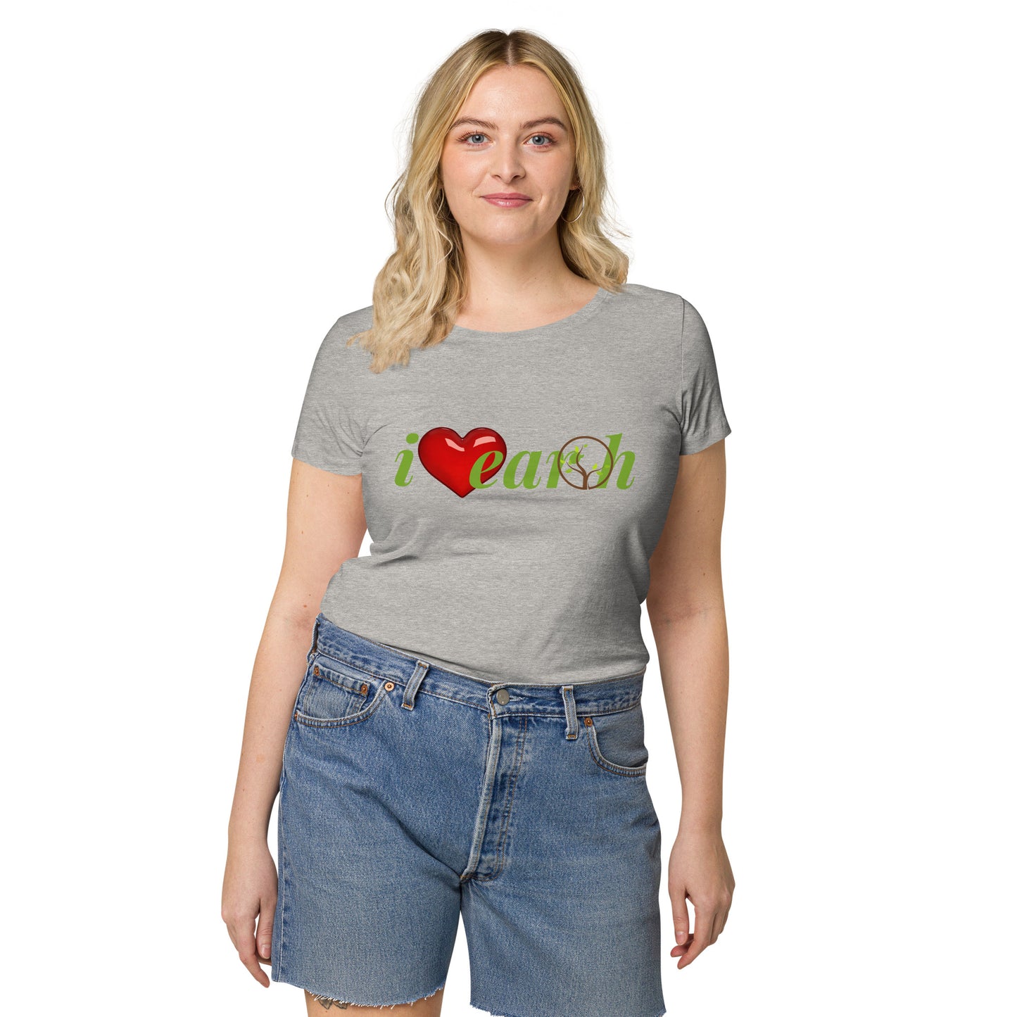 Women’s 100% organic t-shirt (i love earth)