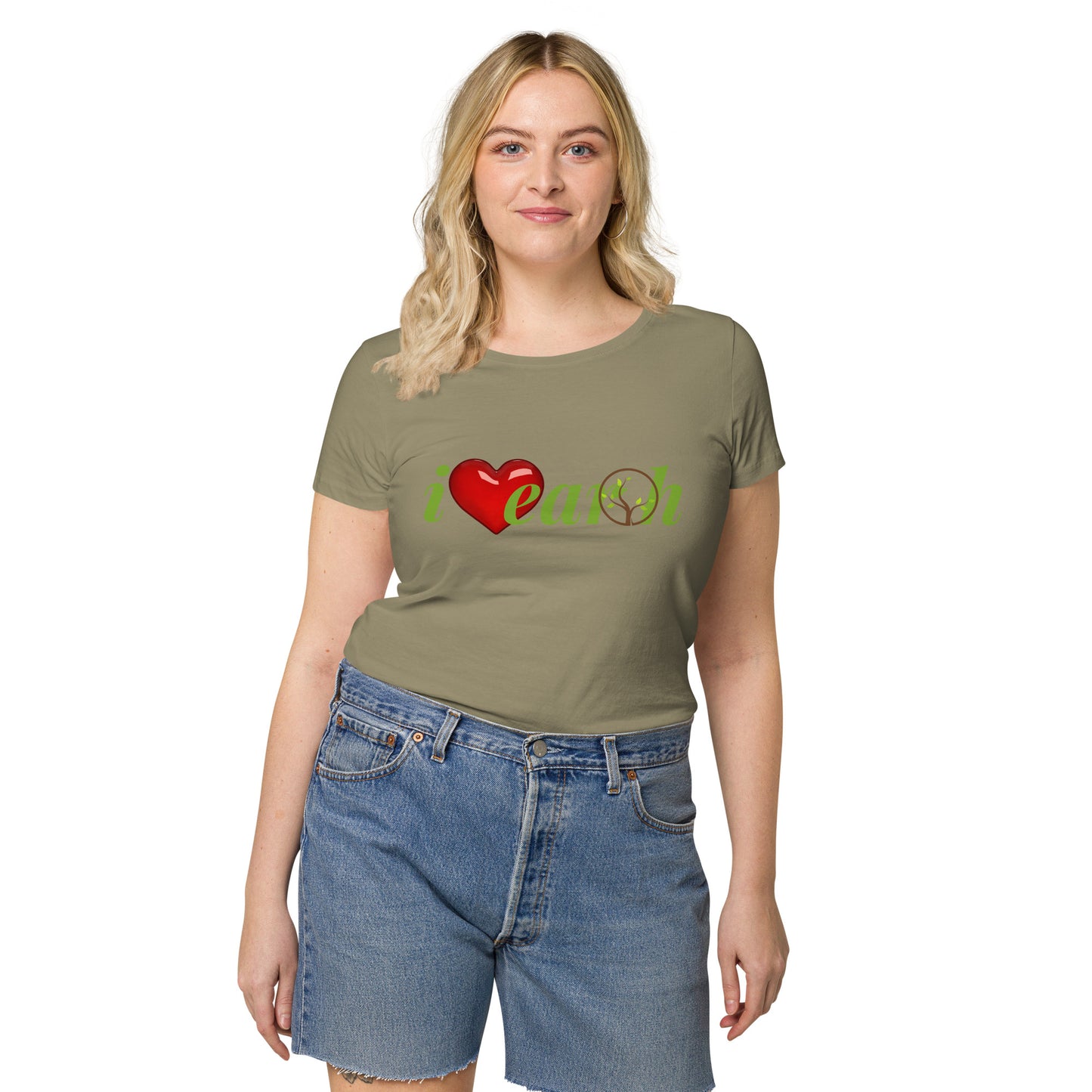 Women’s 100% organic t-shirt (i love earth)